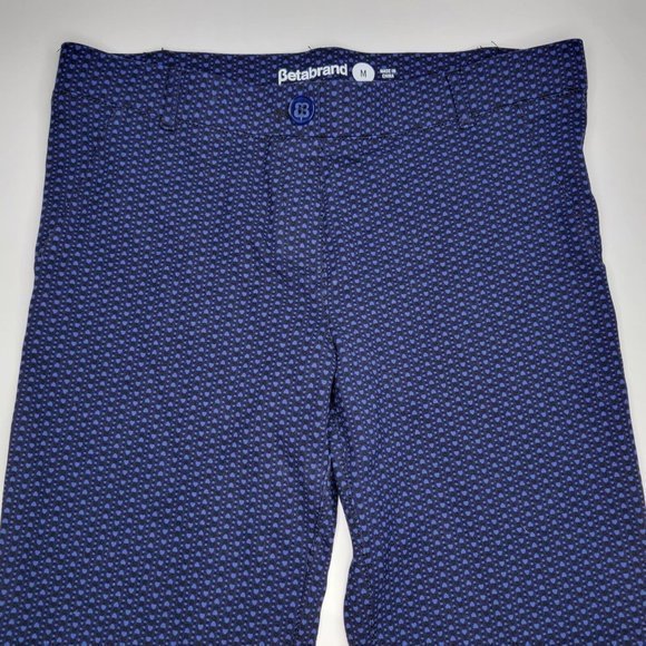 Betabrand Medium Black Blue Hearts Pull On Bootcut Yoga Stretch Work Pants - Picture 3 of 5